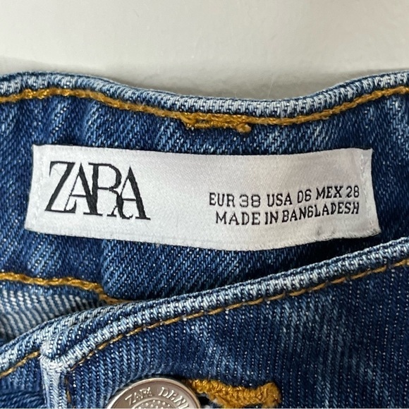 ZARA Jean High Waist Denim Shorts Rolled Hem Original Jeans - Picture 3 of 4